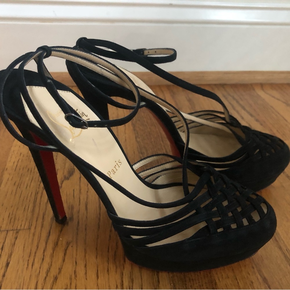Christian Louboutin Black Suede Heels Sz 39 1/2